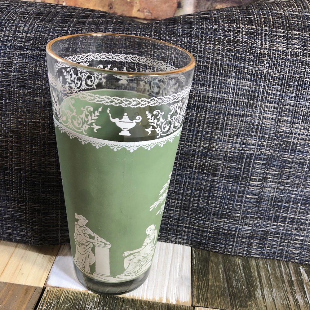 Jasper Ware Hellenic Green R/Greek Glass 3”X6.5”.